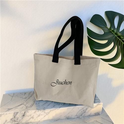 New design large one shoulder canvas cotton bag with simple letters