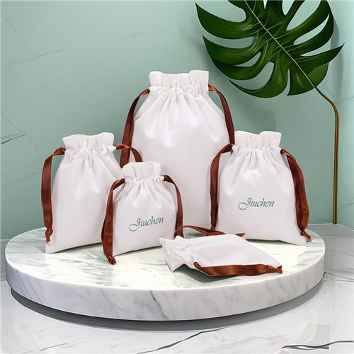 Custom logo printed cotton canvas pouch eco friendly gift drawstring bag