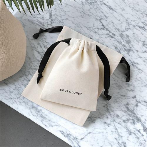 Custom Personalized Logo Printed Gift Canvas Cotton Double String Handbag Shoe Dust Drawstring Bag