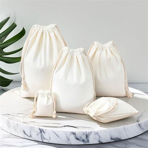 Custom Eco Friendly Organic Muslin Cotton Small Canvas Drawstring Bag 