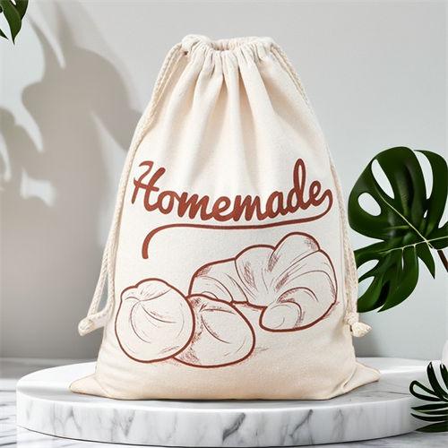High Quality Cheap Cotton Drawstring Bag With Thick Rope Personalized Canvas Bread Food Reusable Drawstring Bag 