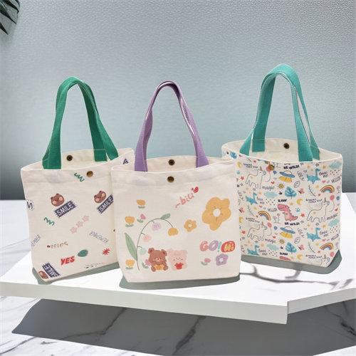 Custom Logo Letter Shopping Personalized Cute Printing Women Cotton Canvas Tote Bag