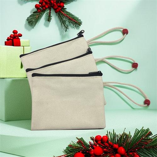 Wholesale Custom Logo Plain Gift Cotton Canvas Pencil Pouch Cosmetic Bag