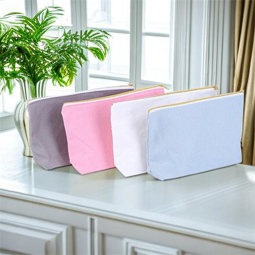 Wholesale custom logo professional large capacity recycled cotton canvas travel make up cosmetic makeup bag