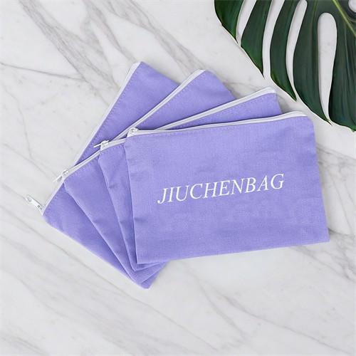 Factory Purple Custom Cotton Cosmetic Bag With Logo 