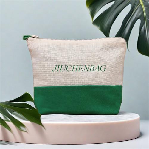 Customized Design Color Cotton Canvas Linen Fabric Cosmetic Bag Pencil Bags 