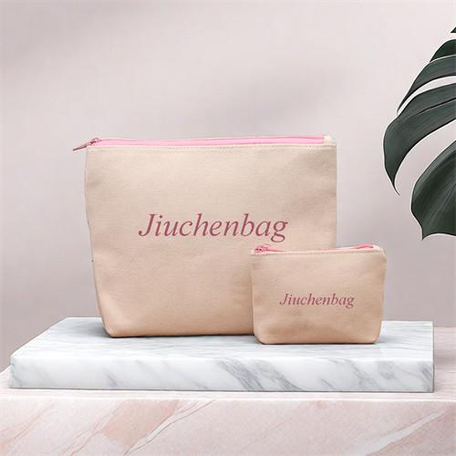 High Quality Custom Logo Printed Canvas Cotton Small Pouch Travel Cosmetic Bag Gift