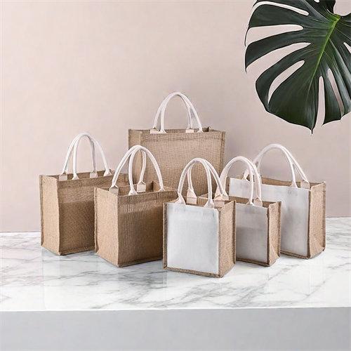 Custom blank shopping grocery travel wedding reusable white handheld cotton jute bags