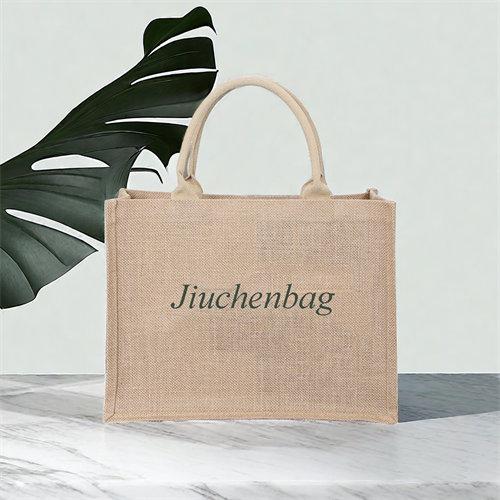 Large Capacity Custom Logo Shopping Bag Colorful Jute Handbag Tote Bag