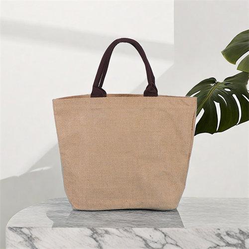 Manufacturer Customized Natural Burlap Jute Bags Reusable Grocery Shopping Tote Bag